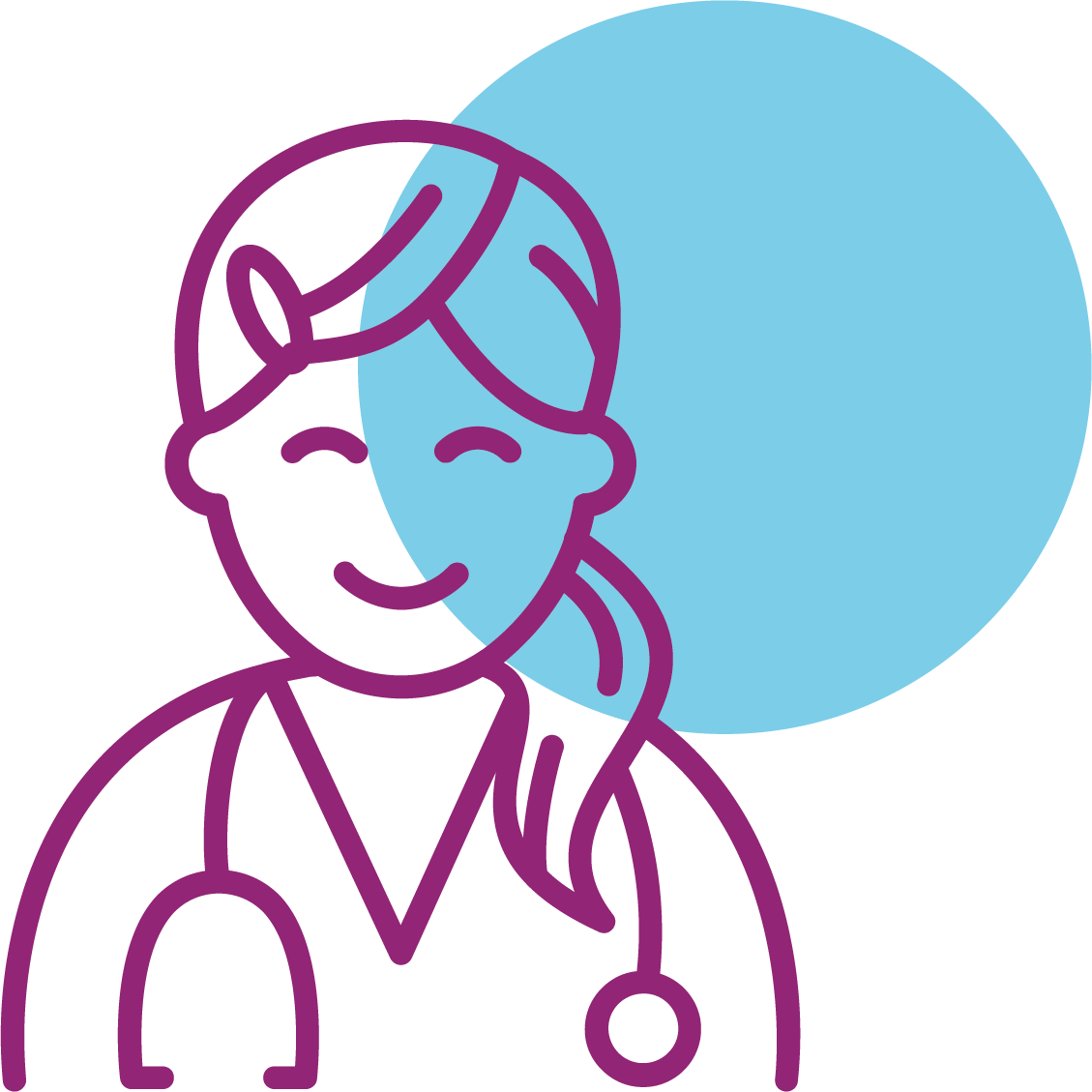 Illustration einer Ärztin mit Stethoskop, Ambulante Pflege Symbol